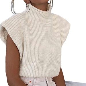 Cream Shoulder Pad Sweater Top